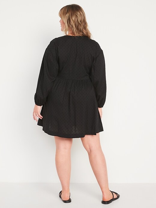 Image number 8 showing, Puff-Sleeve Clip-Dot Mini Swing Dress for Women