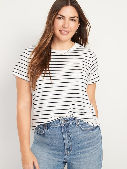 Image number 5 showing, Striped EveryWear Slub-Knit Short-Sleeve T-Shirt for Women