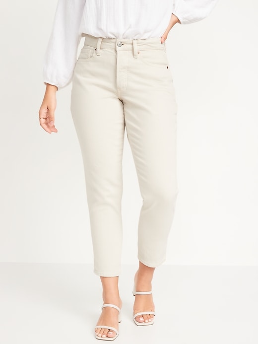Image number 1 showing, Curvy High-Waisted Button-Fly OG Straight Off-White Jeans for Women