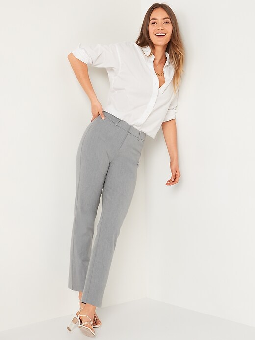 Image number 3 showing, High-Waisted Heathered Pixie Straight Ankle Pants for Women