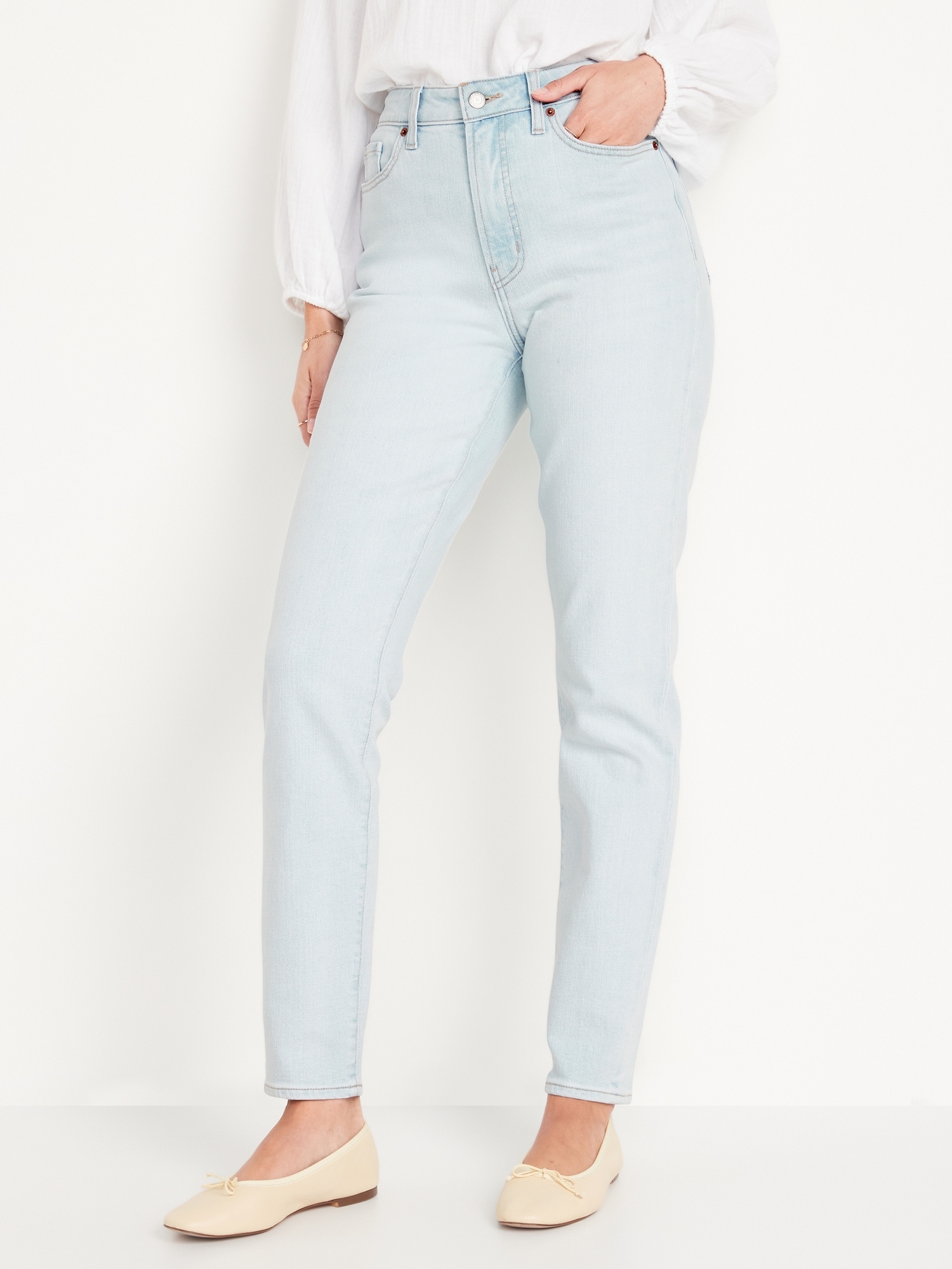 High waist straight leg jeans light blue (TALL) - Mauré