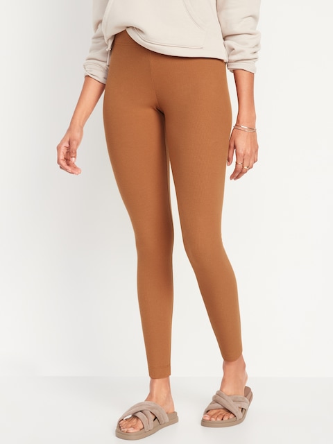 High Waisted Rib-Knit Leggings for Women