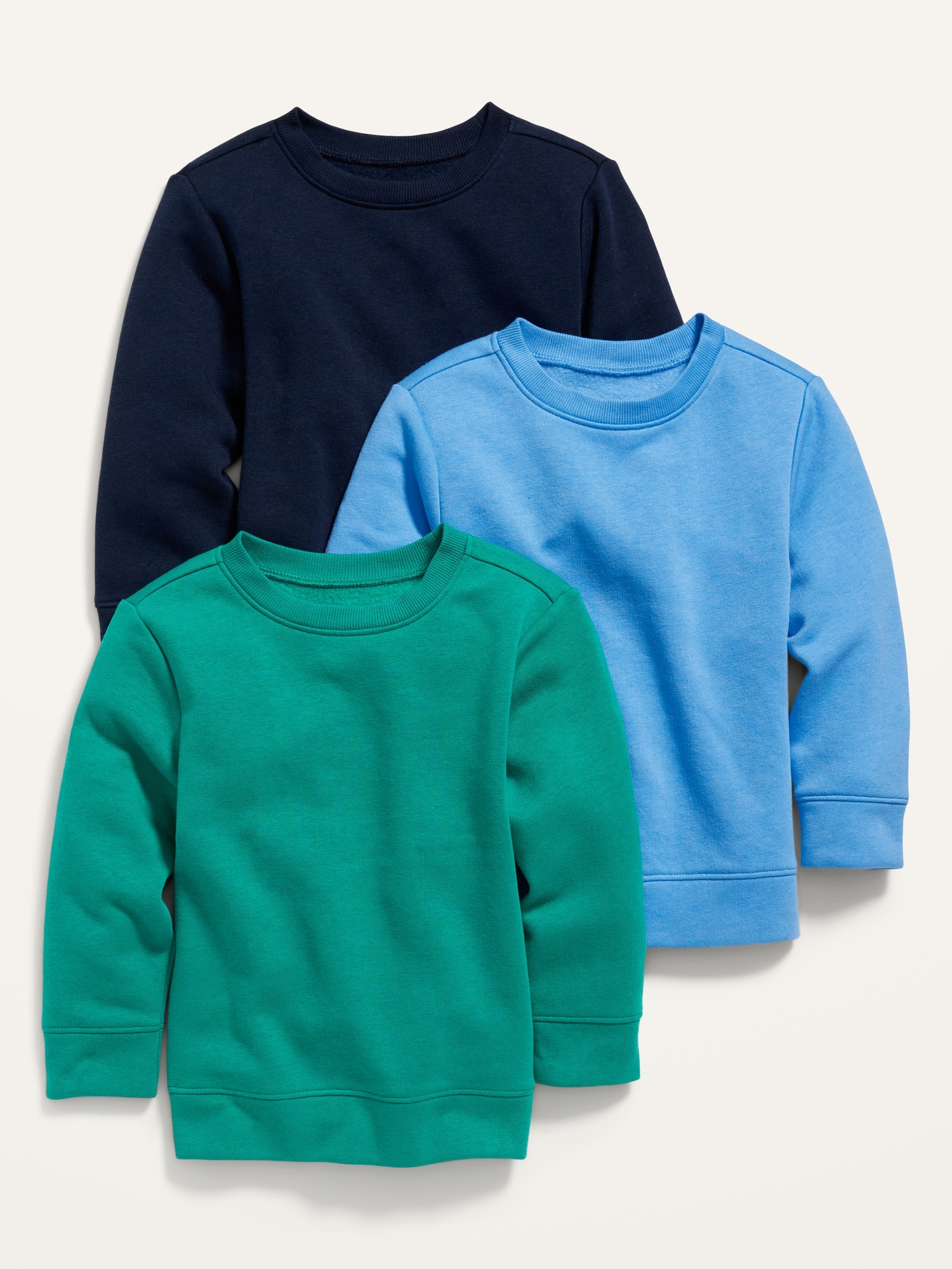 Old Navy Unisex Crew-Neck Pullover Sweatshirt 3-Pack for Toddler blue. 1