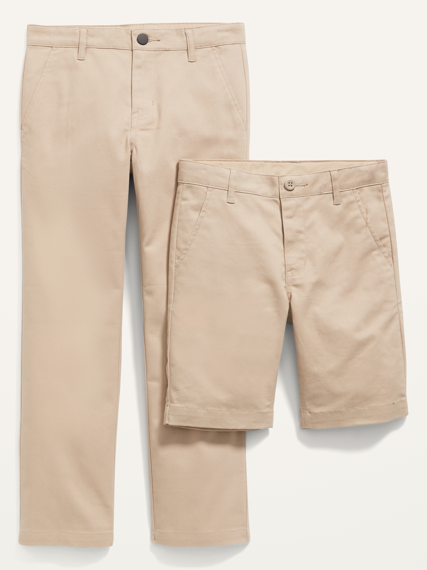 Straight Uniform Pants & Shorts (At Knee) 2-Pack for Boys