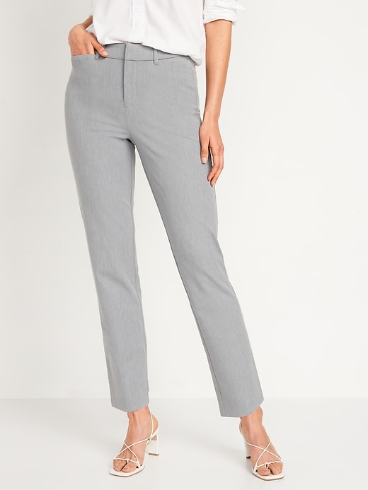 Image number 1 showing, High-Waisted Heathered Pixie Straight Ankle Pants