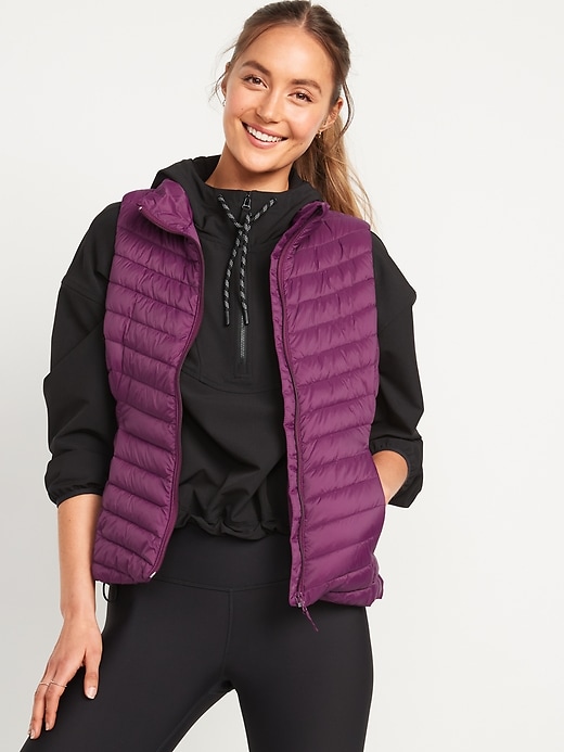 Image number 1 showing, Water-Resistant Narrow-Channel Puffer Vest for Women