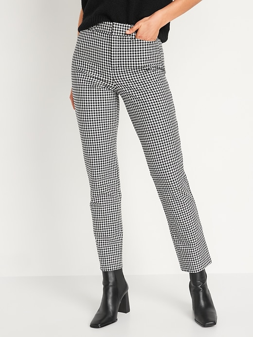Image number 1 showing, High-Waisted Printed Pixie Straight Ankle Pants