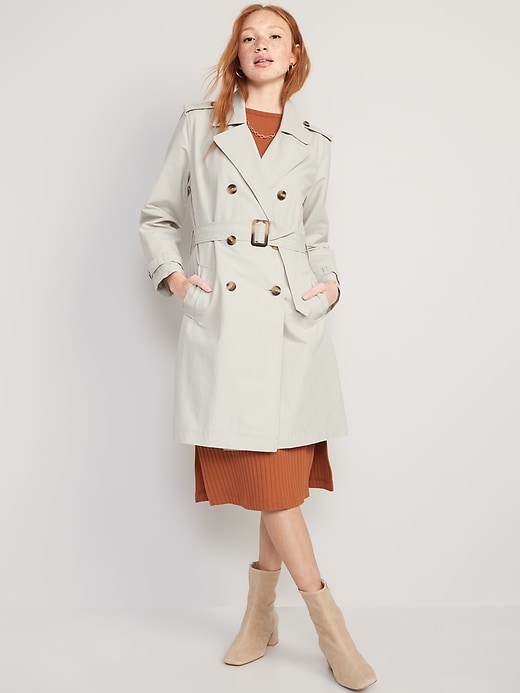 Image number 1 showing, Water-Resistant Tie-Belt Trench Coat for Women