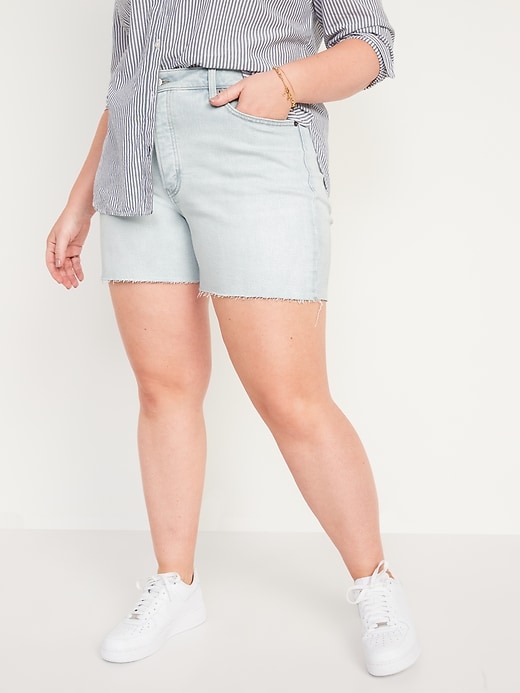 Image number 7 showing, High-Waisted Button-Fly O.G. Straight Cut-Off Jean Shorts for Women -- 5-inch inseam