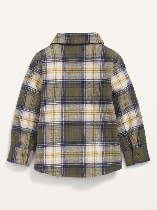 View large product image 2 of 2. Drop-Shoulder Plaid Flannel Shirt for Toddler Girls