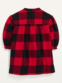 Long-Sleeve Plaid Flannel Dress for Baby