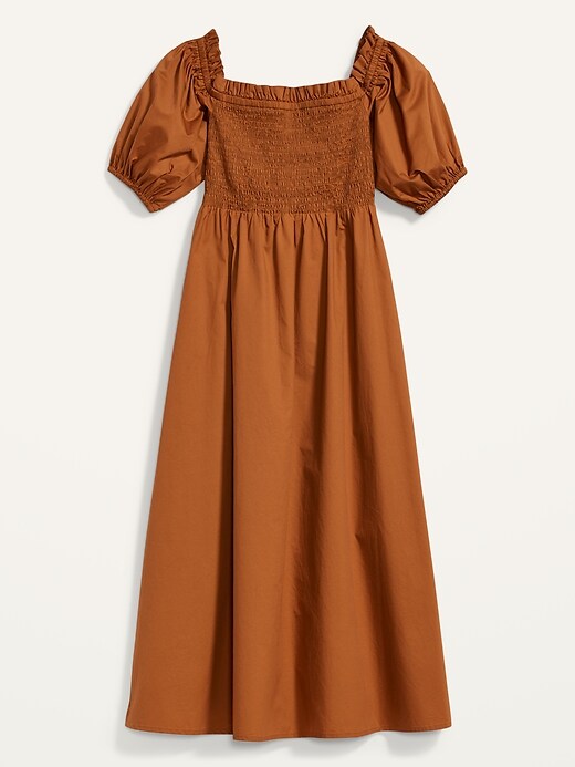 Image number 4 showing, Fit & Flare Off-The-Shoulder Puff-Sleeve Smocked Cotton-Poplin Midi Dress