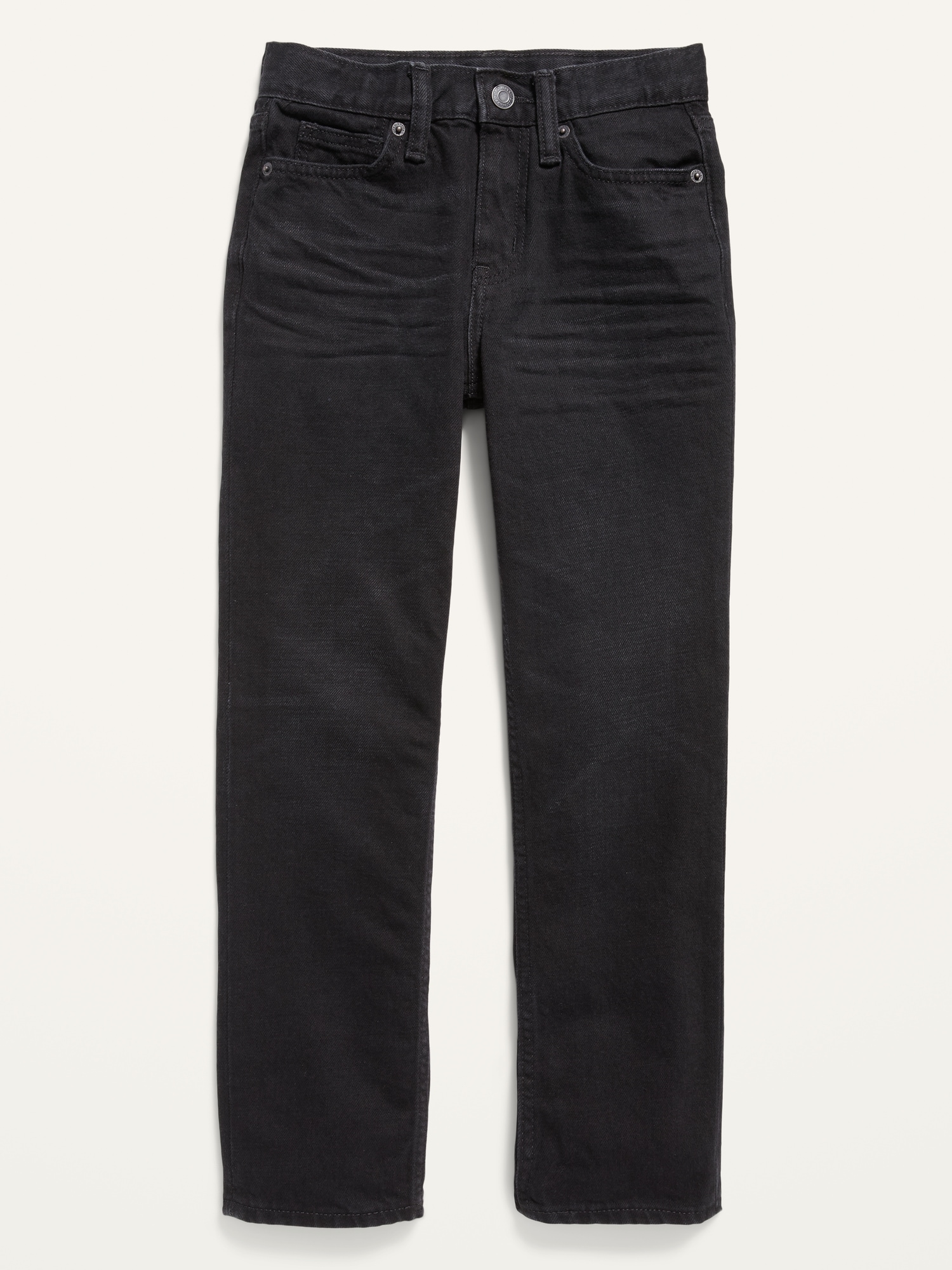Low rise jeans with adjustable interior waistband and front snap button  closure. Five pockets. Ripped details. - Black