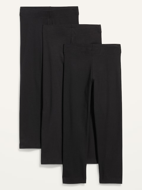 High-Waisted Fashion Layering Cropped Leggings 3-Pack - Black Jack