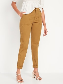 High-Waisted OGC Chino Cropped Workwear Pants for Women