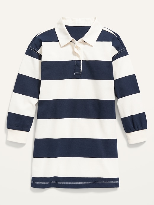 View large product image 1 of 1. Long-Sleeve Henley Polo Dress for Toddler Girls