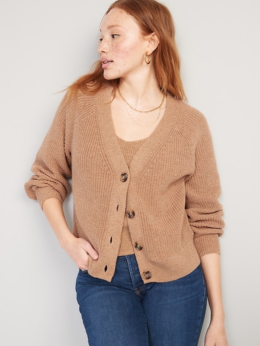 Image number 1 showing, Shaker-Stitch Cardigan Sweater for Women
