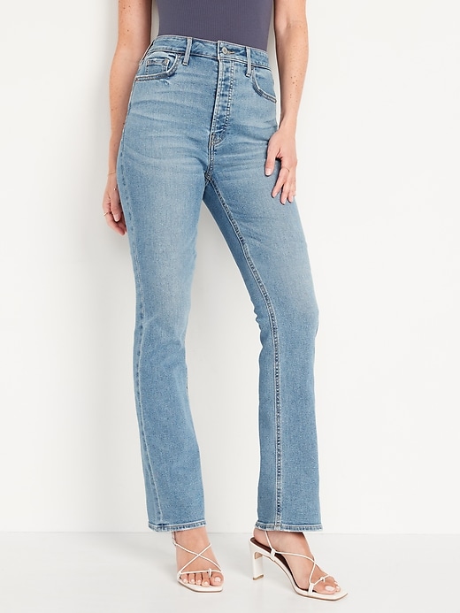 Image number 1 showing, Extra High-Waisted Button-Fly Kicker Boot-Cut Jeans for Women