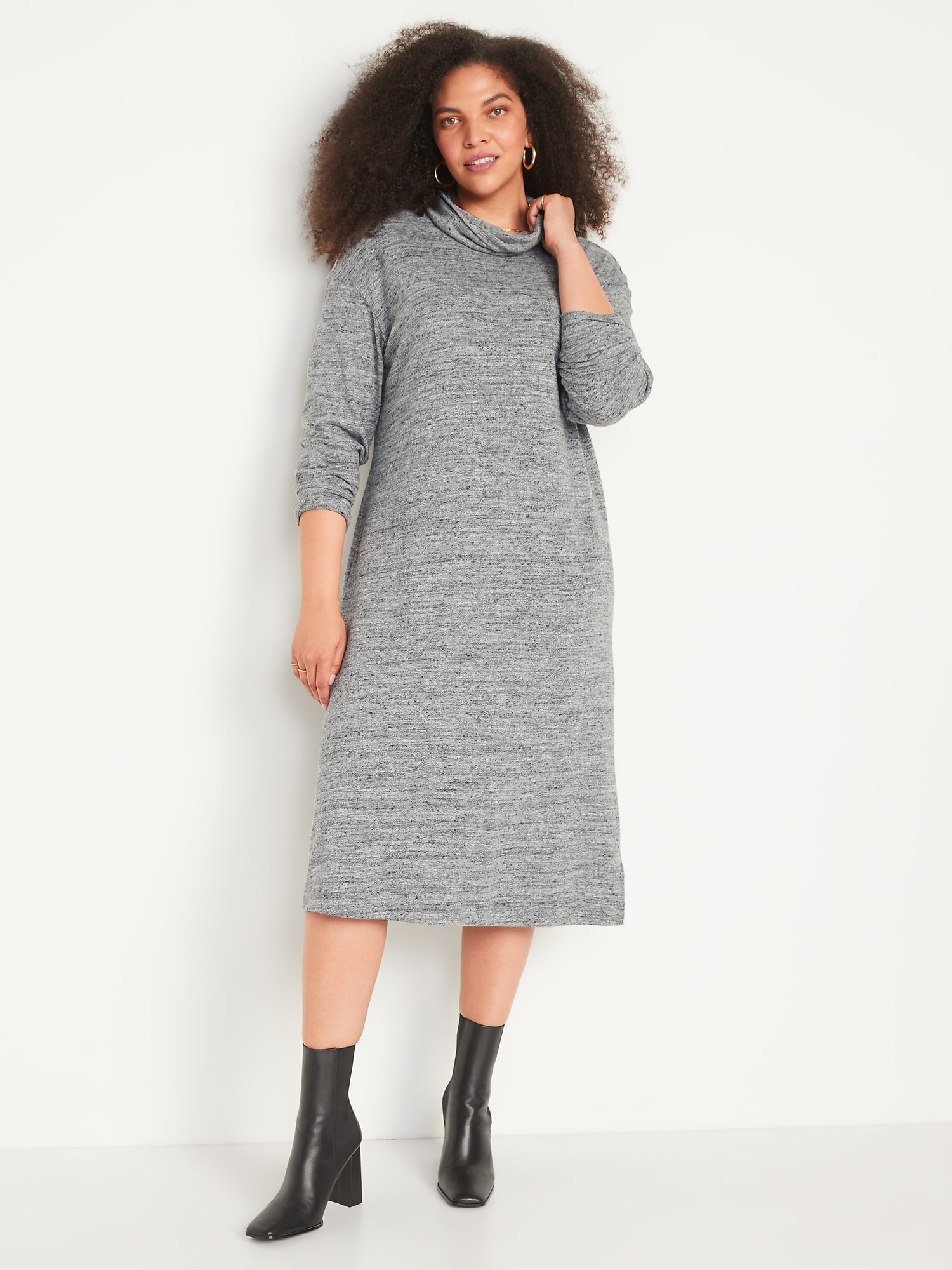 Gray Turtleneck Sweater Dress