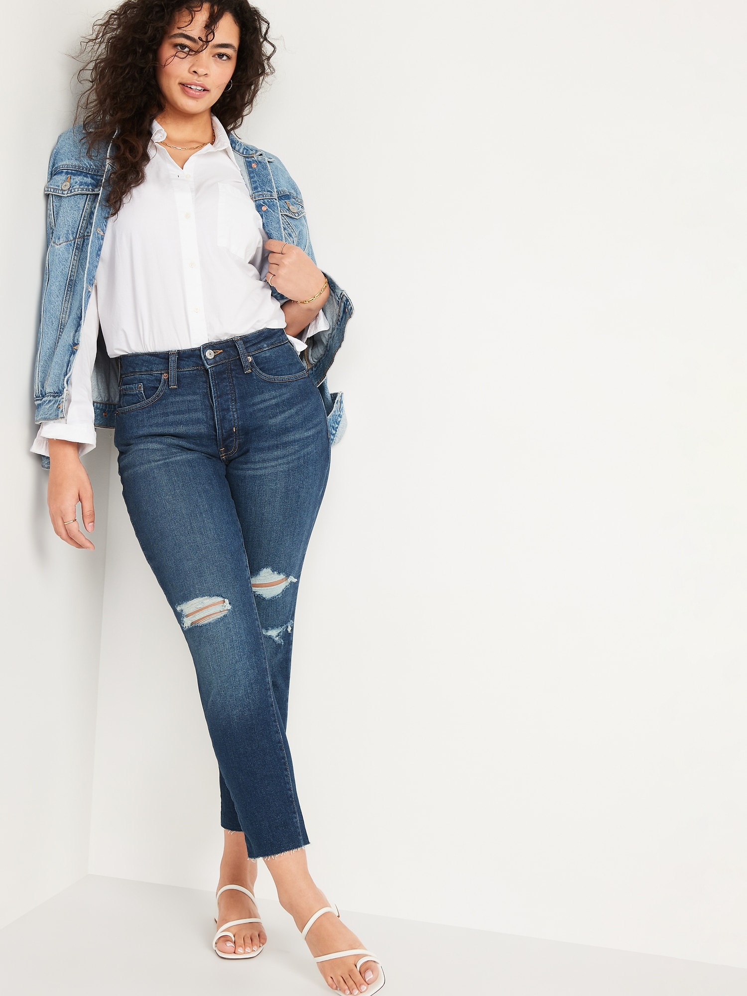 Curvy High-Waisted OG Loose Ripped Jeans for Women, Old Navy in 2023