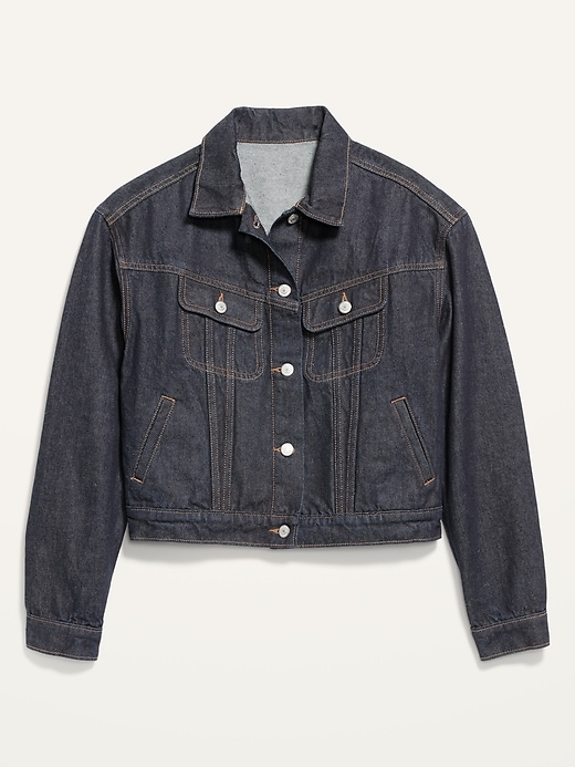Image number 4 showing, Cropped Non-Stretch Jean Jacket for Women