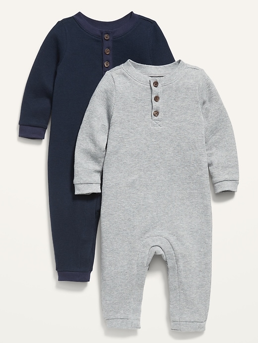 View large product image 1 of 2. Unisex 2-Pack Henley Thermal One-Piece for Baby
