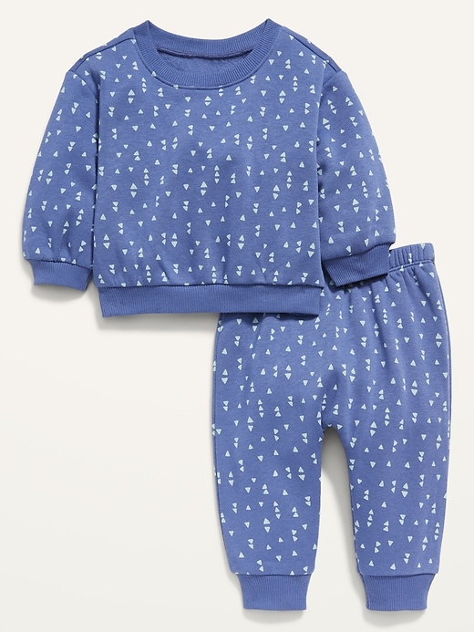 Unisex Printed Sweatshirt and Sweatpants Set for Baby