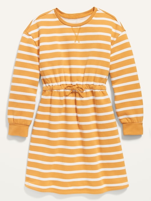 Old Navy Long-Sleeve Cinched-Waist Sweatshirt Dress for Girls. 1