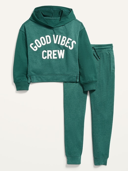 View large product image 1 of 2. Graphic Pullover Hoodie & Jogger Sweatpants Set for Girls