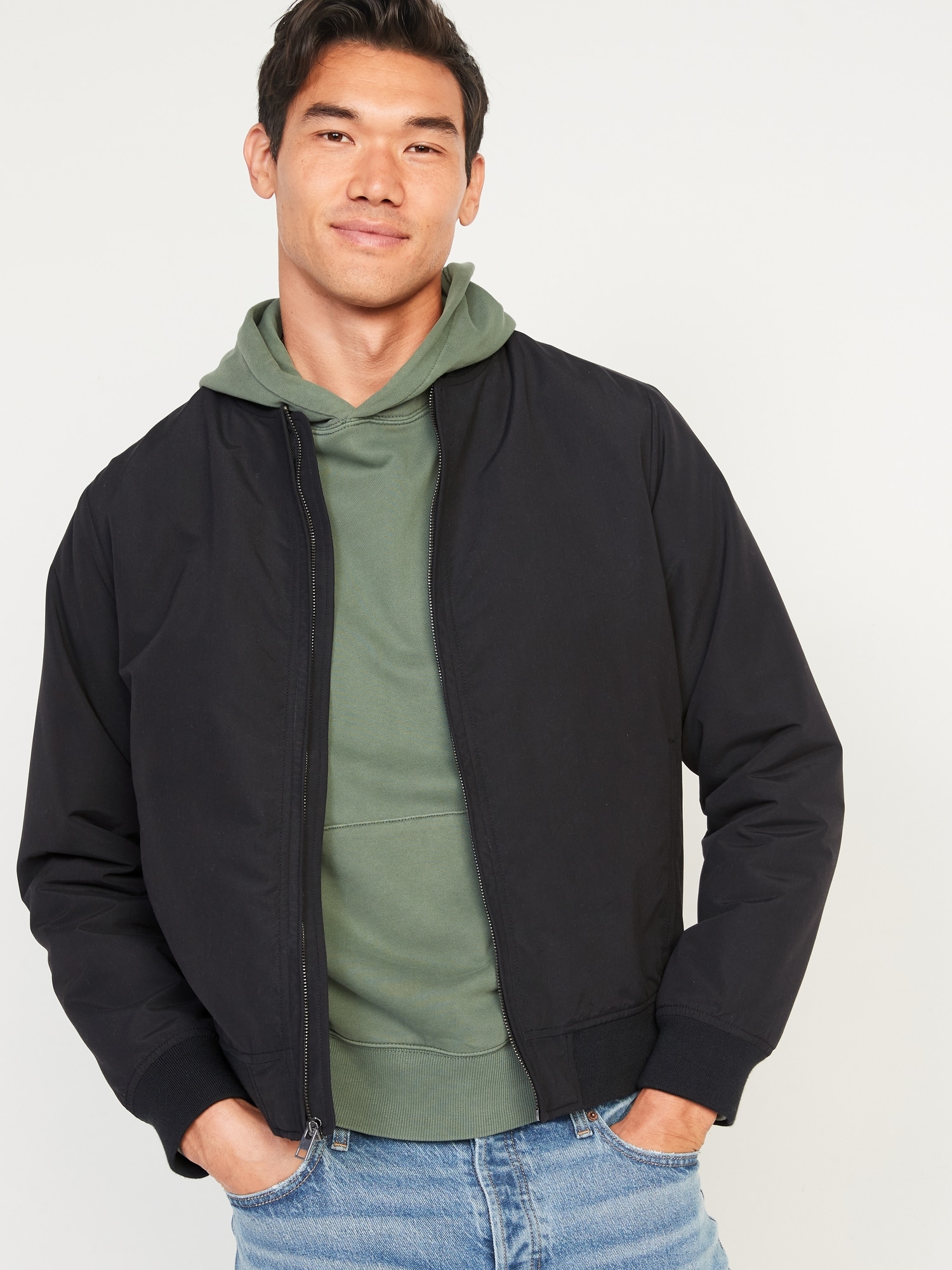 Water-Resistant Zip Bomber Jacket