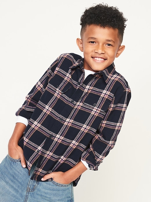 View large product image 1 of 3. Plaid Flannel Utility Pocket Shirt for Boys