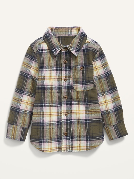 View large product image 1 of 2. Drop-Shoulder Plaid Flannel Shirt for Toddler Girls