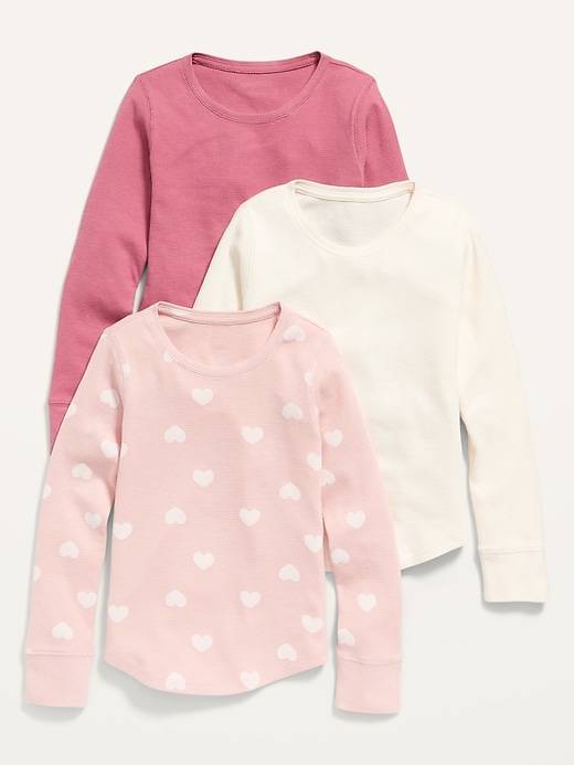View large product image 1 of 2. Long-Sleeve Printed Thermal-Knit T-Shirt 3-Pack for Girls