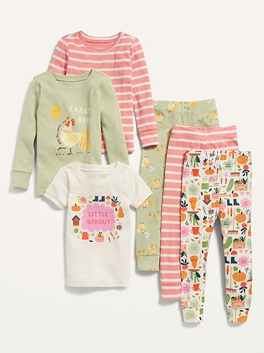 View large product image 1 of 1. Unisex 6-Piece Pajama Set for Toddler & Baby