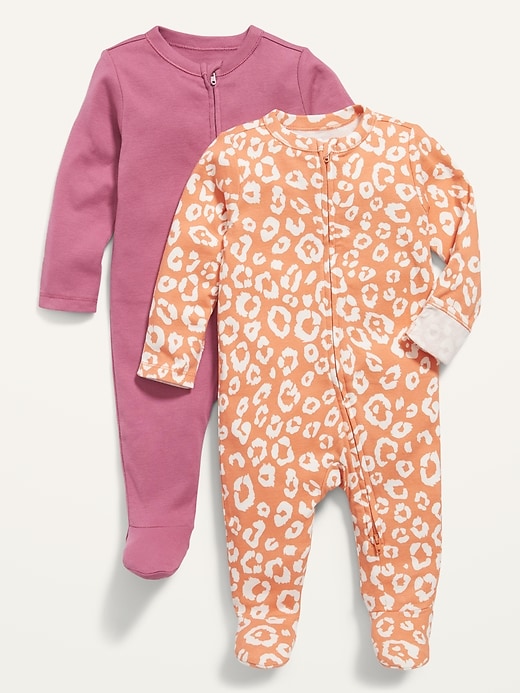 View large product image 1 of 2. Unisex Sleep & Play 2-Way-Zip Footed One-Piece 2-Pack for Baby