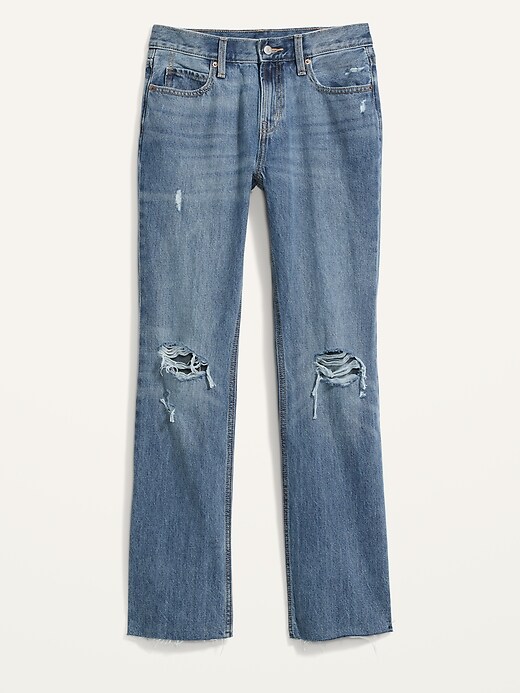 Image number 4 showing, Mid-Rise Slouchy Boot-Cut Ripped Non-Stretch Jeans for Women