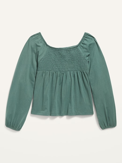 View large product image 1 of 1. Smocked Jersey Long-Sleeve Top for Girls