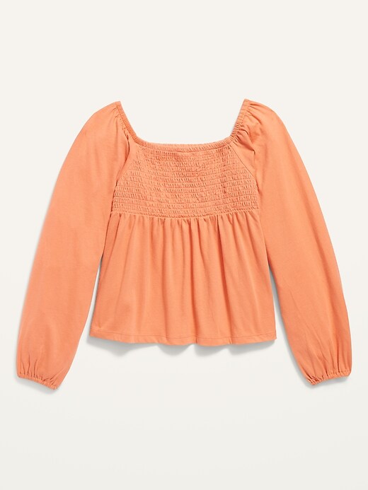 View large product image 2 of 2. Smocked Jersey Long-Sleeve Top for Girls