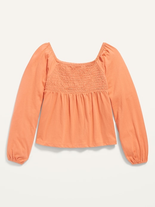 View large product image 1 of 2. Smocked Jersey Long-Sleeve Top for Girls