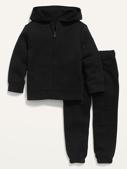 View large product image 1 of 2. Unisex Zip Hoodie and Functional Drawstring Jogger Sweatpants Set for Toddler