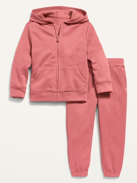 Old Navy Unisex Zip Hoodie and Functional Drawstring Jogger Sweatpants Set for Toddler. 1