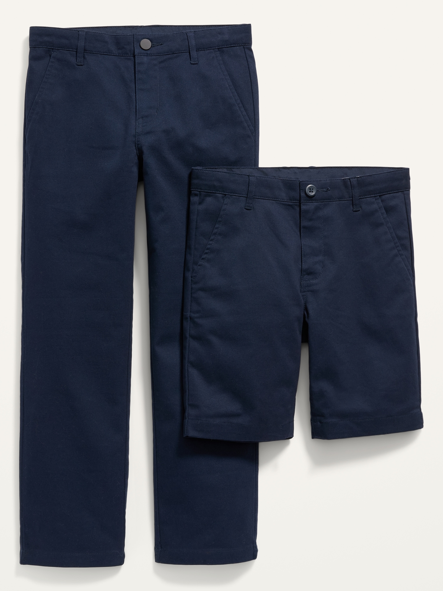 2 Pack Men's Elastic Waist Pull-On Trousers, Navy & Grey