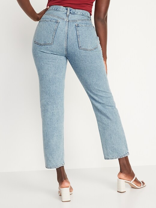 Image number 6 showing, High-Waisted Button-Fly Slouchy Straight Cropped Non-Stretch Jeans for Women
