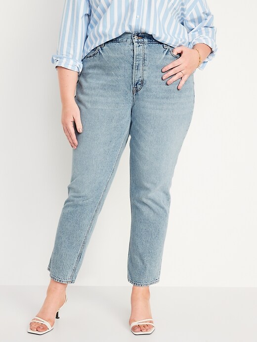 Image number 7 showing, High-Waisted Button-Fly Slouchy Straight Cropped Non-Stretch Jeans for Women