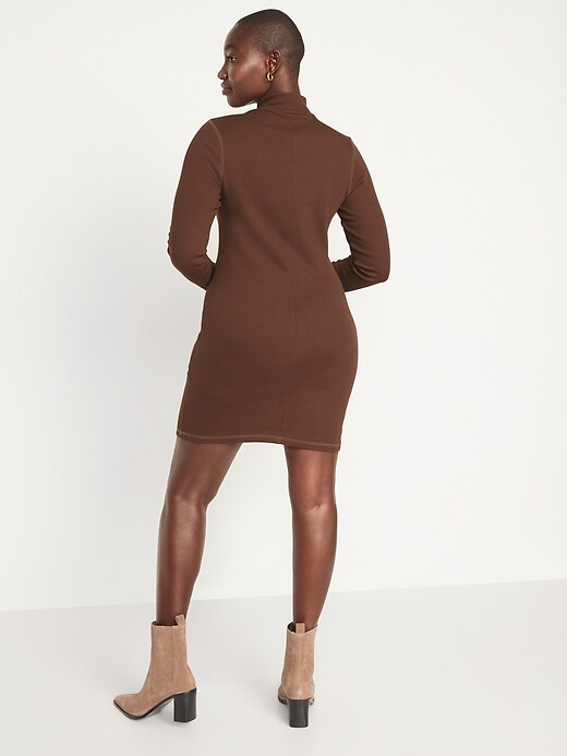 Image number 6 showing, Fitted Rib-Knit Mock-Neck Mini Dress for Women