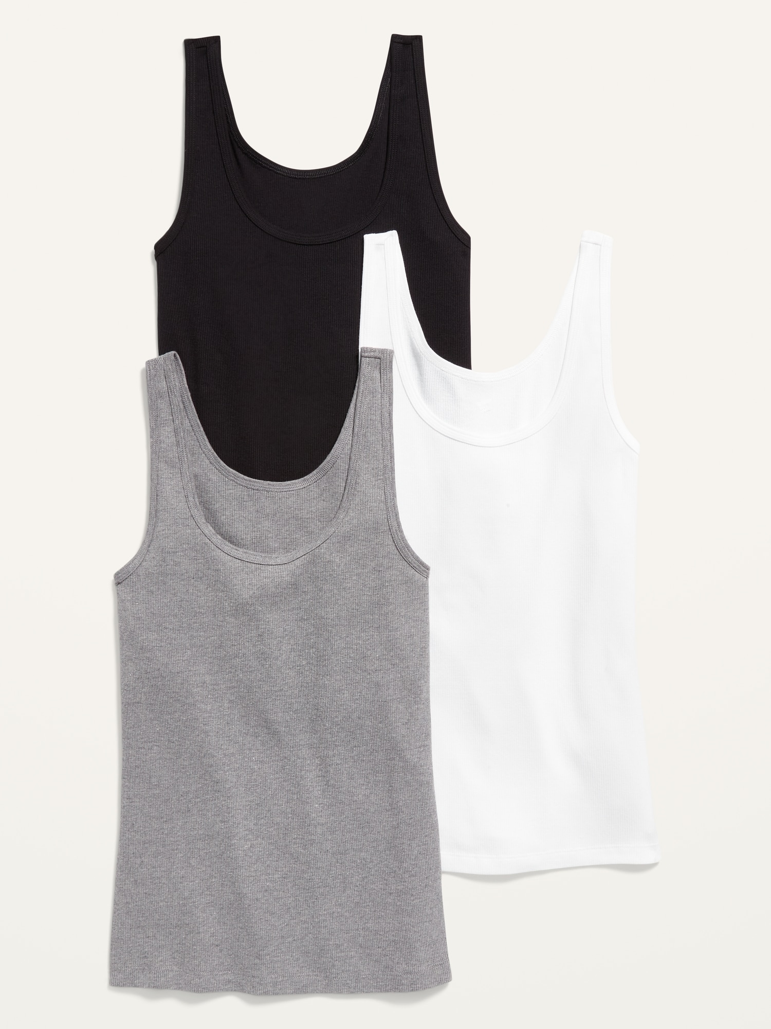 Old Navy Slim-Fit Rib-Knit Tank Top 3-Pack for Women gray. 1