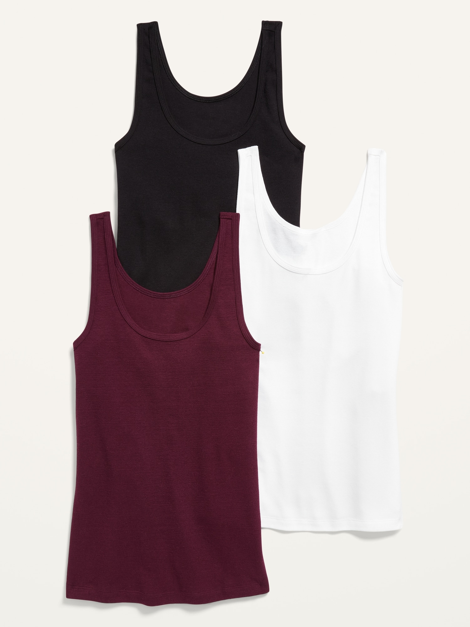 Old Navy Slim-Fit Rib-Knit Tank Top 3-Pack for Women red. 1