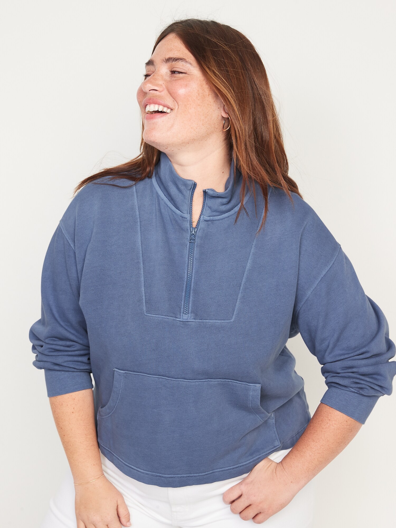 Mock-Neck Quarter-Zip Fleece Sweatshirt for Women | Old Navy