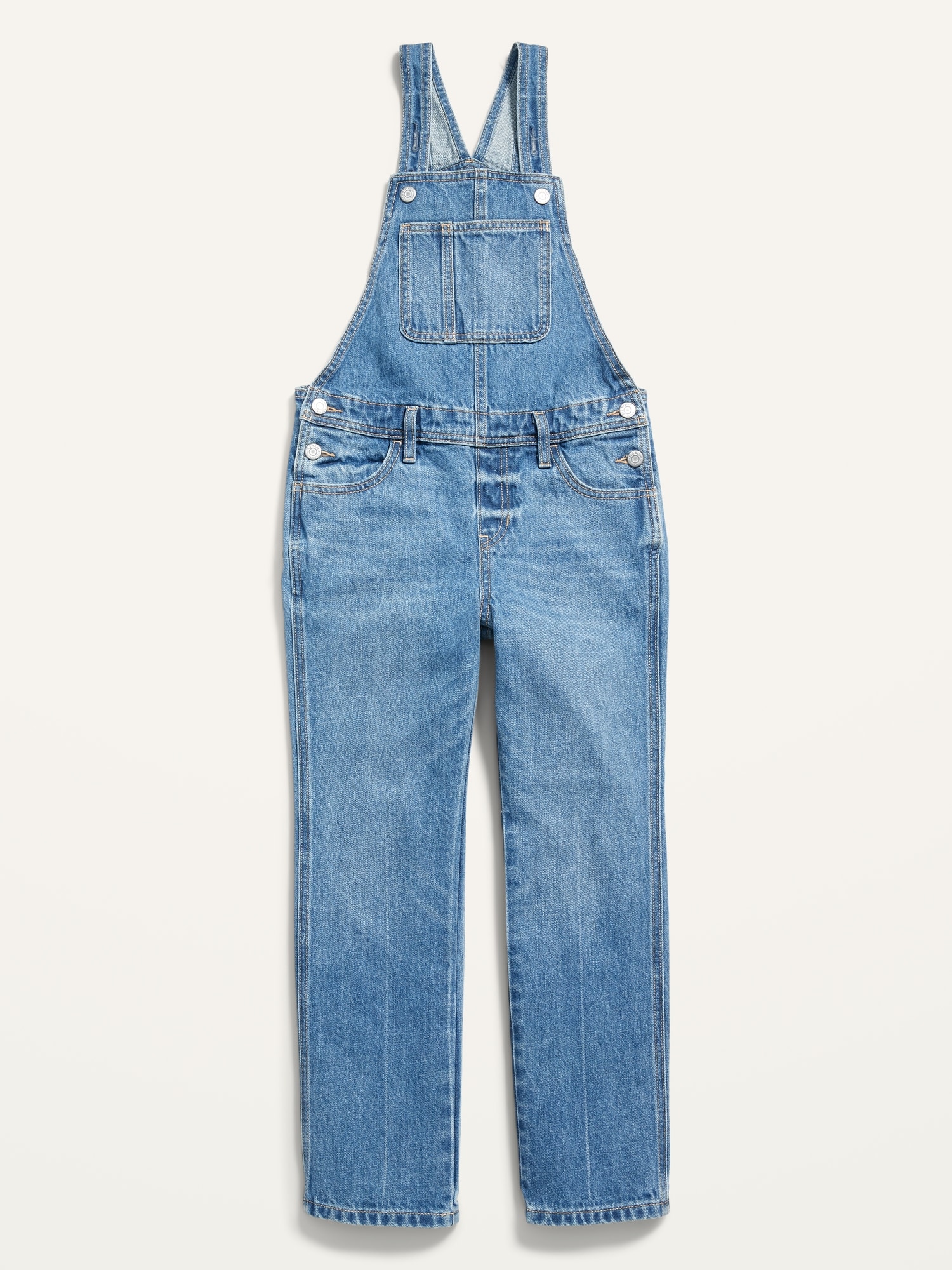 Slouchy Straight Medium-Wash Jean Overalls for Girls | Old Navy