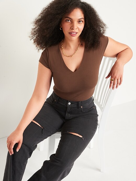 Image number 3 showing, High-Waisted O.G. Loose Black Ripped Cut-Off Jeans for Women
